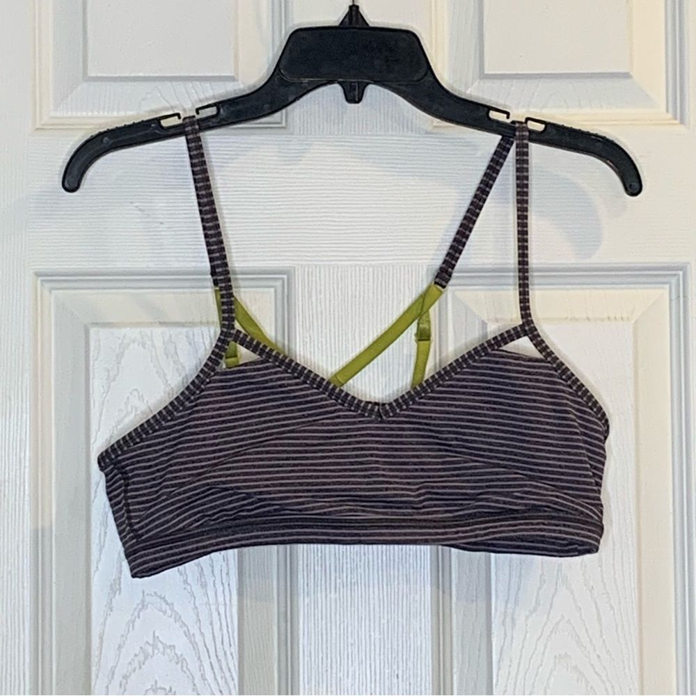 Lululemon Seek The Heat Tank Bra Heathered Deep Coal / Hyper Stripe Size 10
